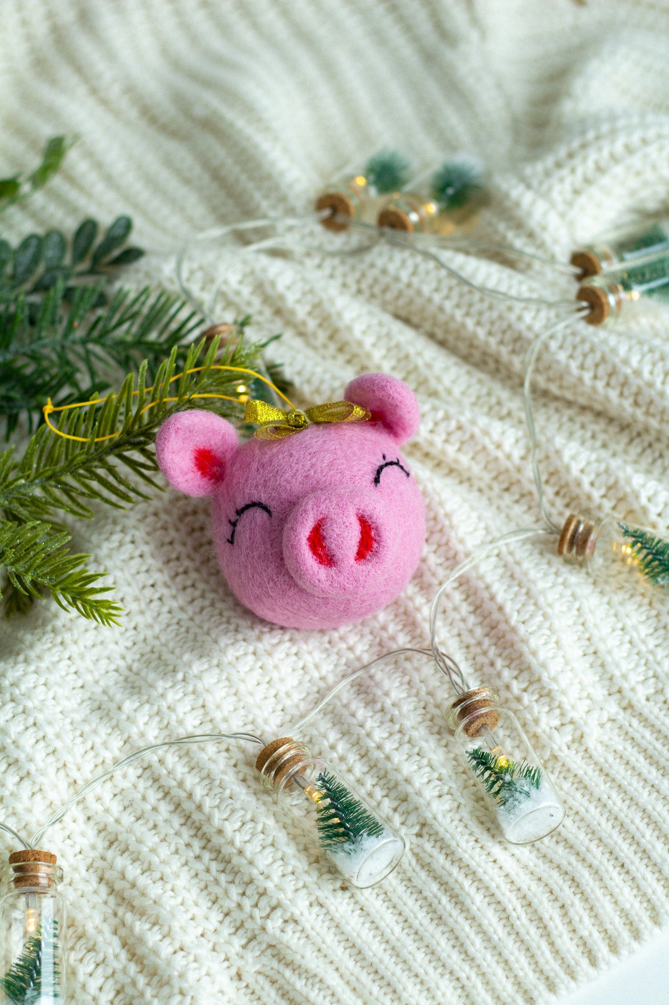 Pink Pig Christmas Ornament - WoollyFox