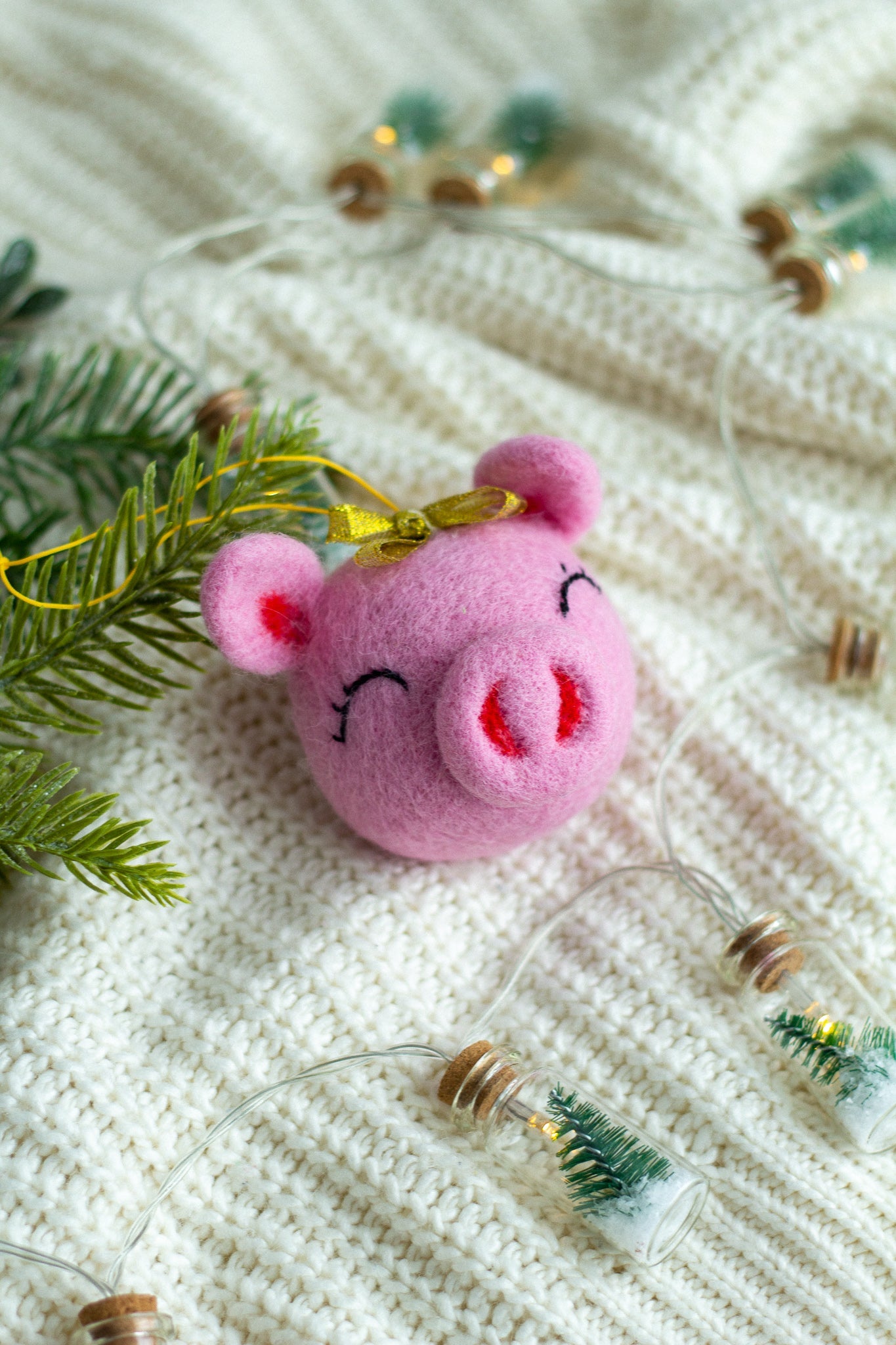 Pink Pig Christmas Ornament - WoollyFox
