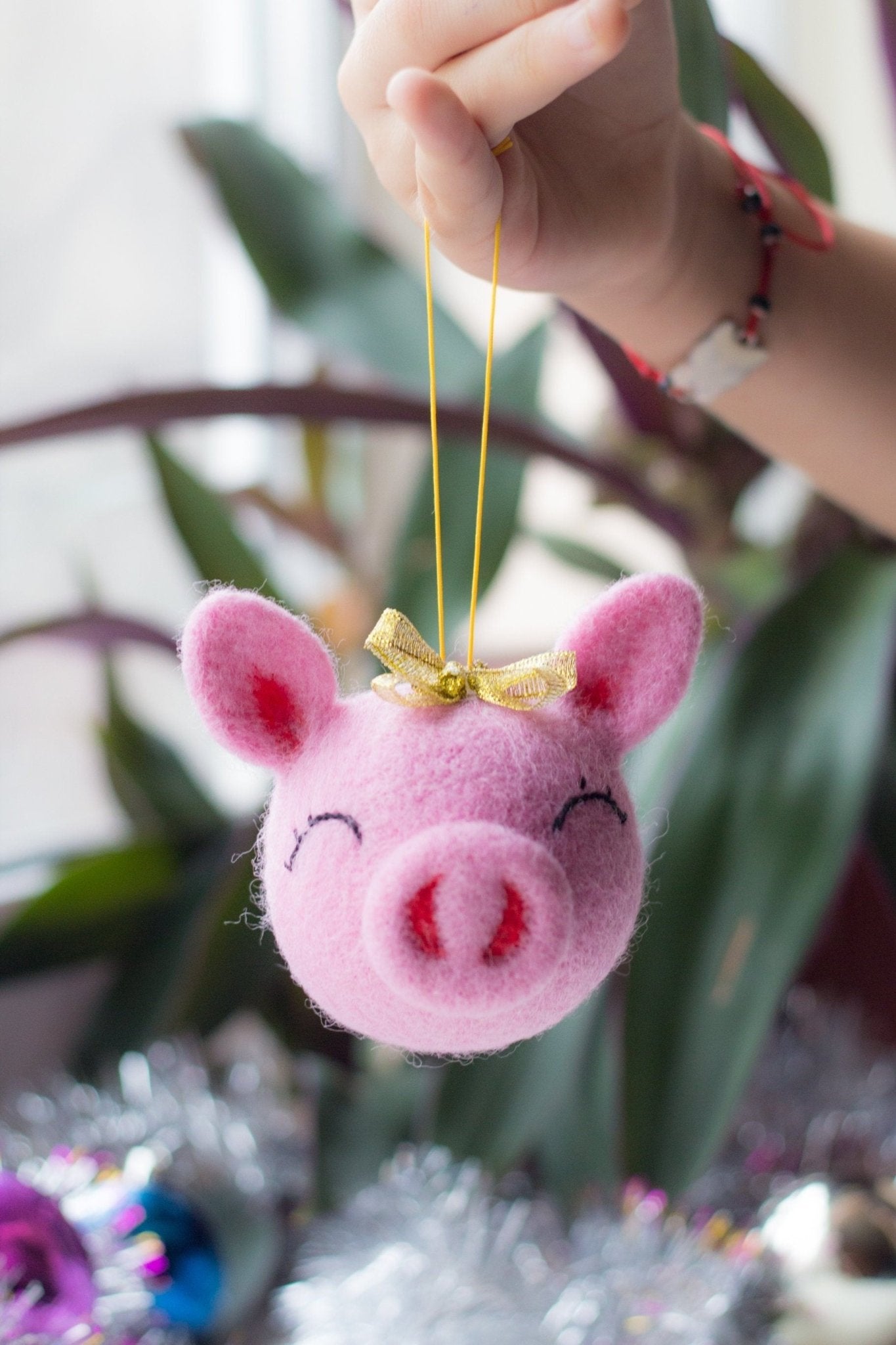 Pink Pig Christmas Ornament - WoollyFox