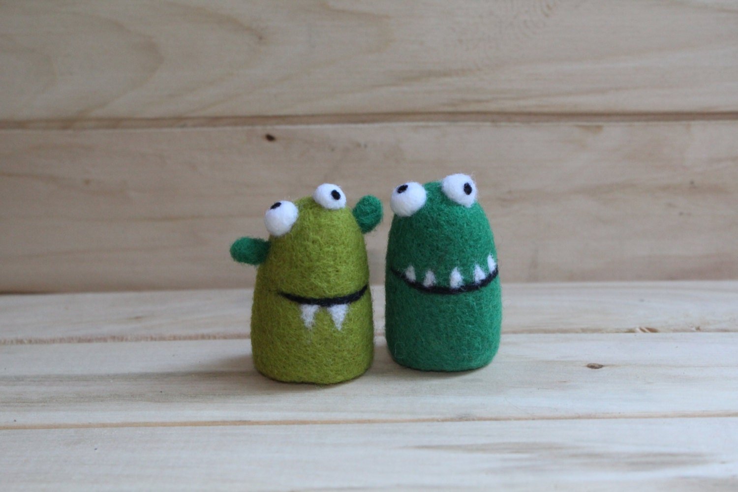 cute felt monsters Set of 2 Cute Felt Monsters – Handmade Wool Halloween Decoration or Toy