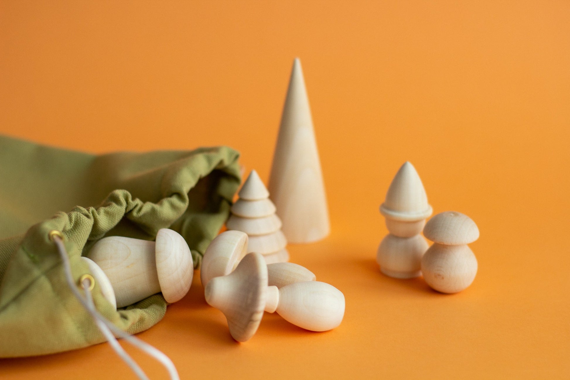 Set of Wooden Mushrooms - WoollyFox