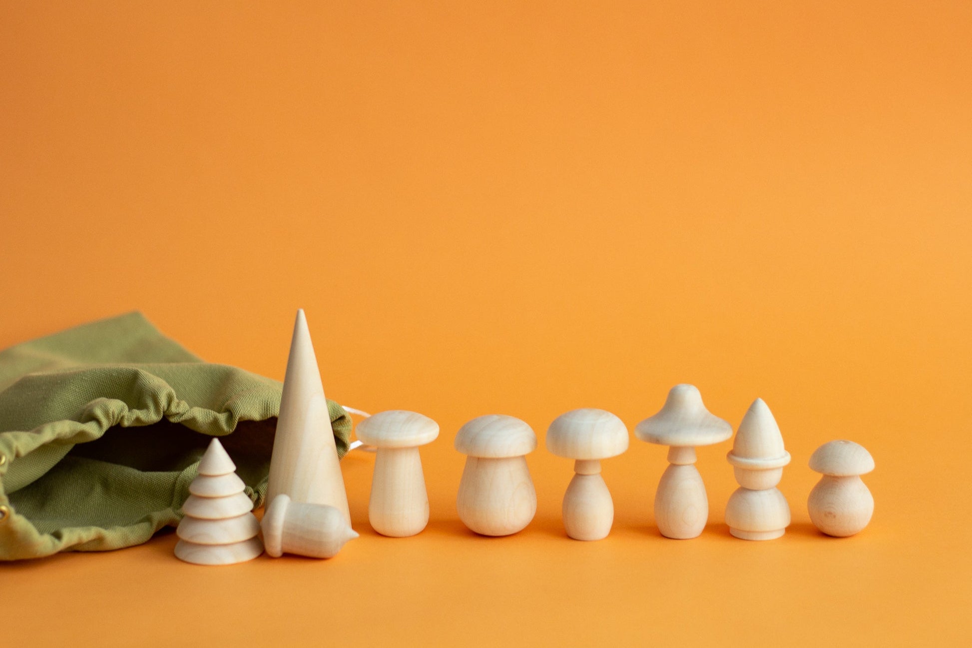Set of Wooden Mushrooms - WoollyFox