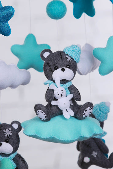 Teddy Bear Baby Mobile - WoollyFox