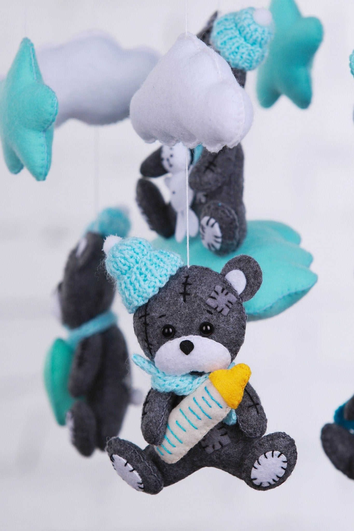 Teddy Bear Baby Mobile - WoollyFox