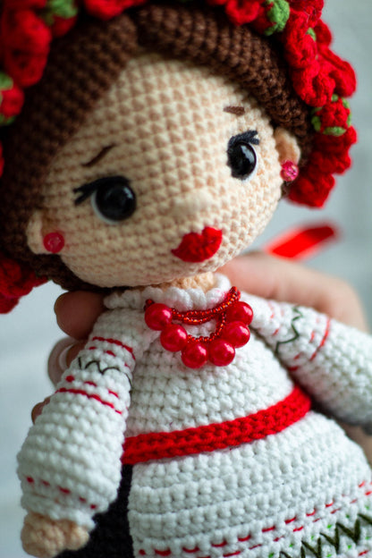 Ukrainian girl toy gift, knitted Ukrainian doll - WoollyFox