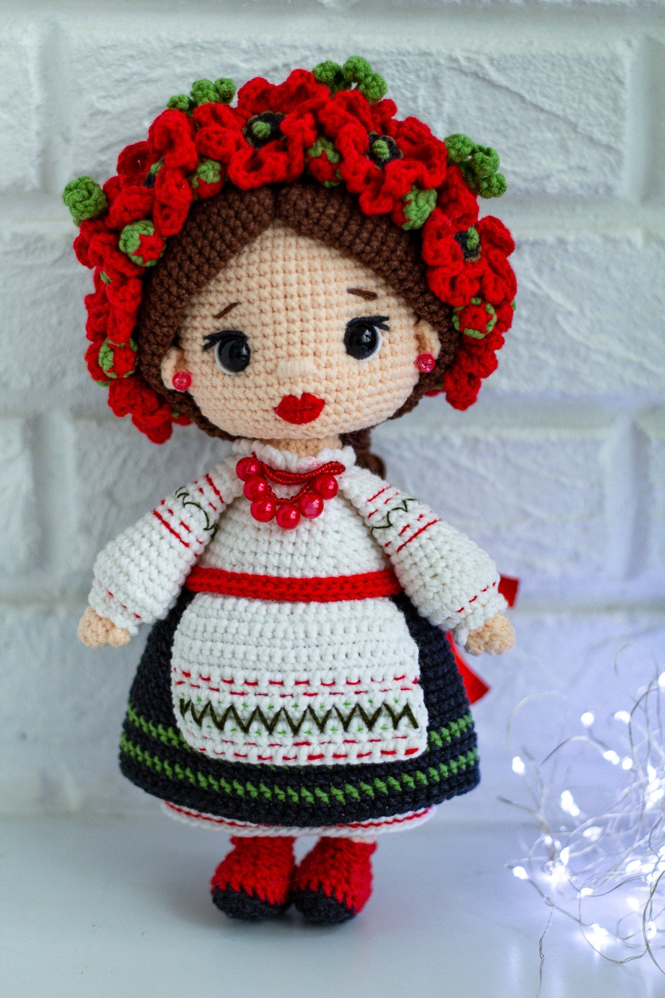 Ukrainian girl toy gift, knitted Ukrainian doll - WoollyFox