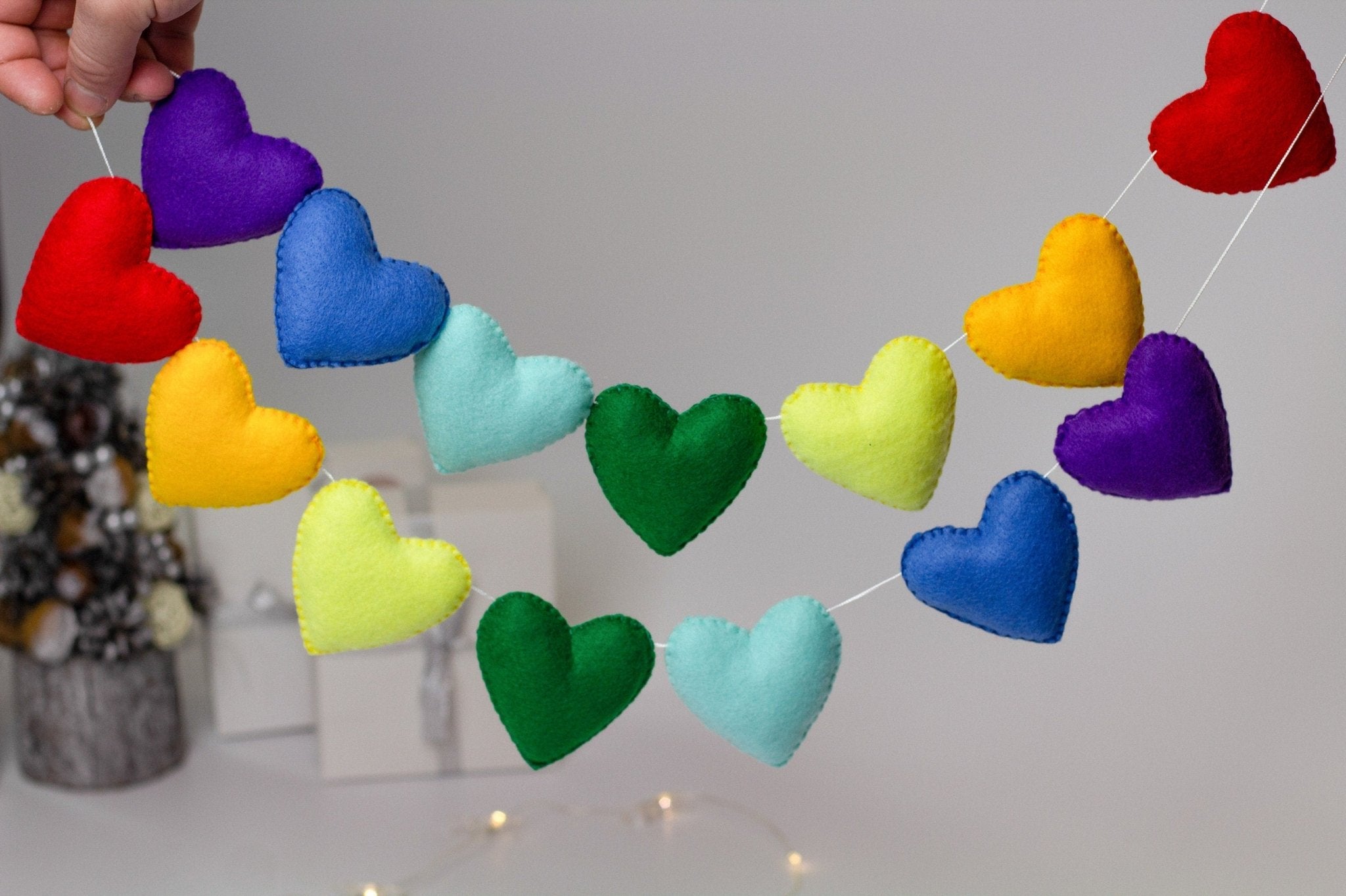 Valentines Banner, Hearts Felt Garland - WoollyFox