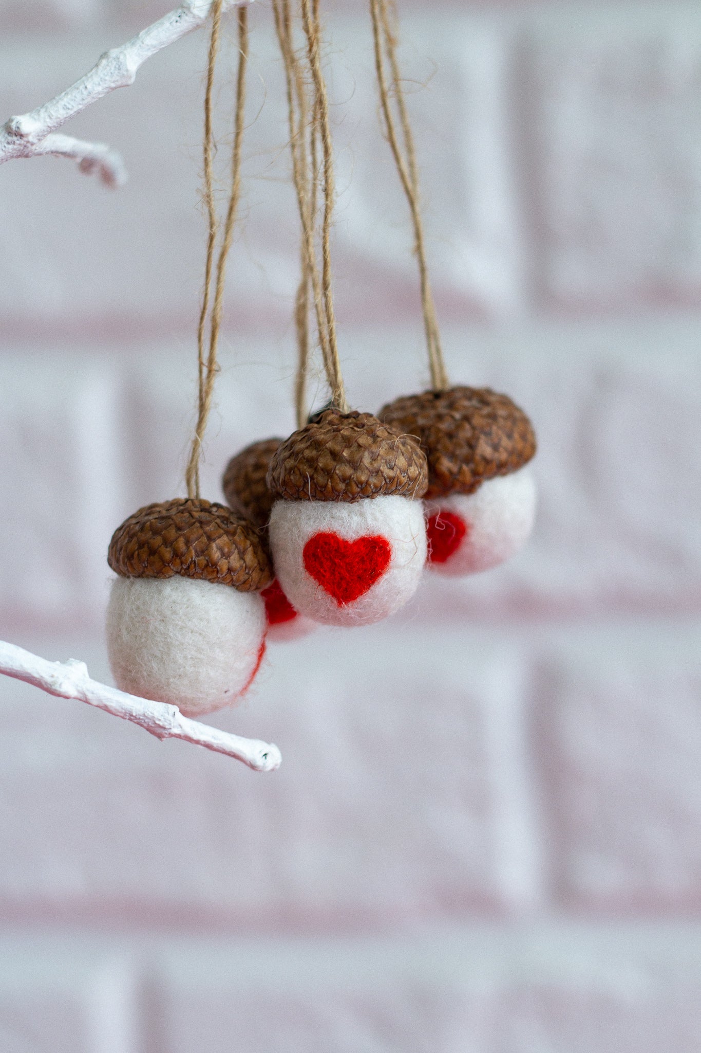 Valentine's Day Set Acorn Ornaments - WoollyFox