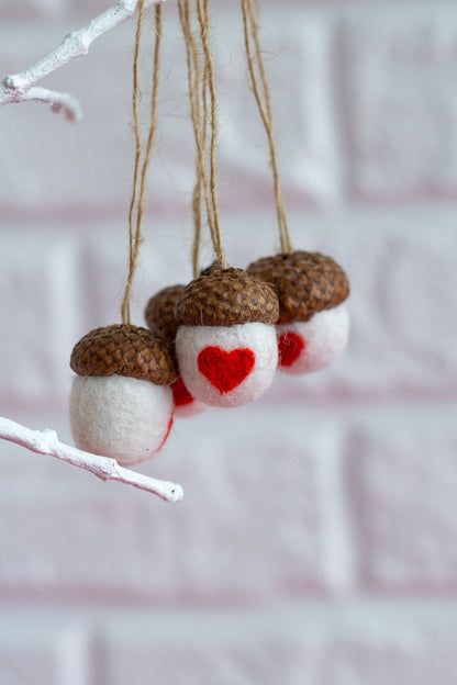 Valentine's Day Set Acorn Ornaments - WoollyFox