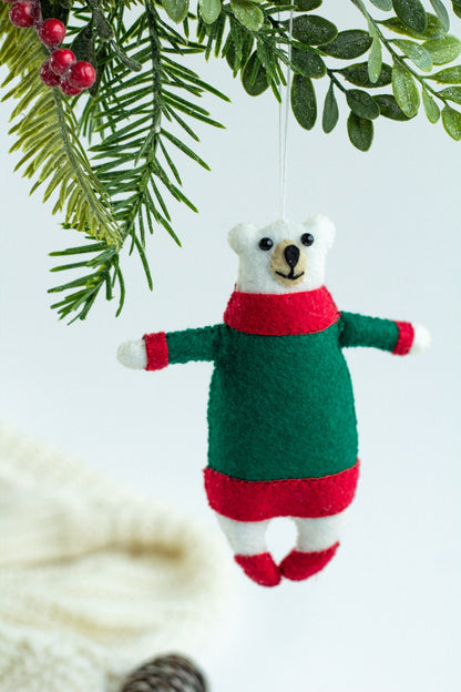 Winter Polar Bear Ornament - WoollyFox