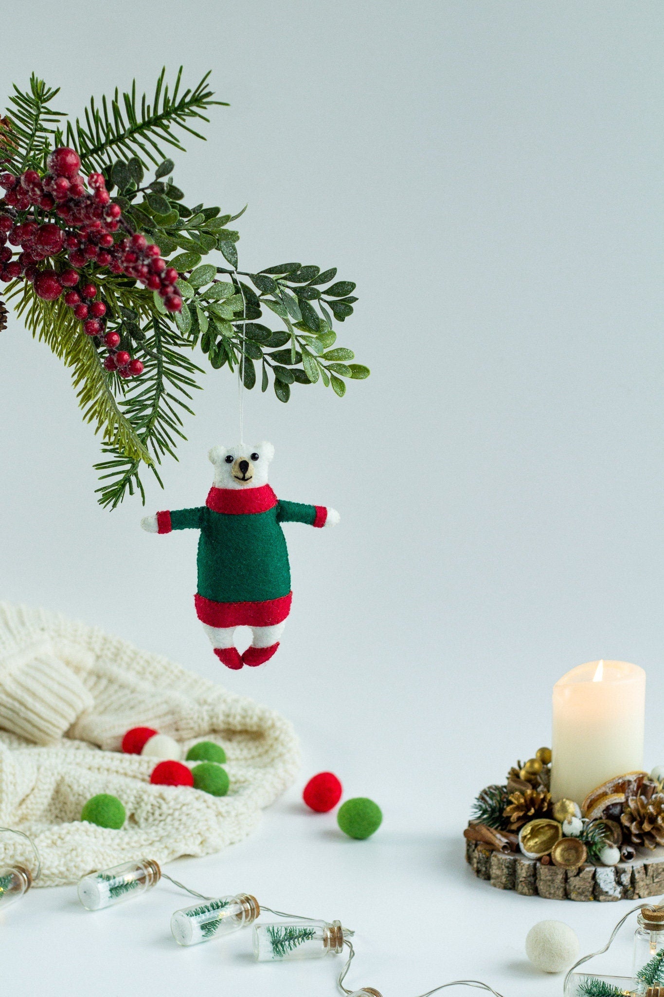 Winter Polar Bear Ornament - WoollyFox