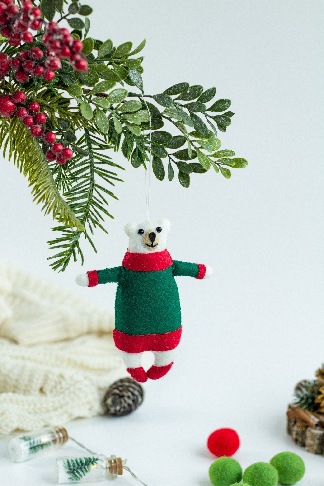 Winter Polar Bear Ornament - WoollyFox