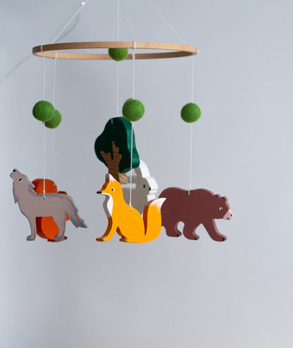Woodland Wooden Baby Mobile - WoollyFox